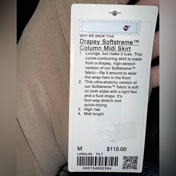 Lululemon Drapey Softstreme Column Midi Skirt. Sz. M - Picture 5 of 5